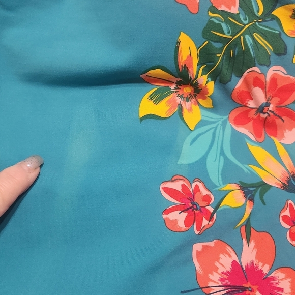 Lands End Turquiose Tropical Floral Tankini Swim Top Plus 18W Modest Beach *Flaw - Picture 6 of 6
